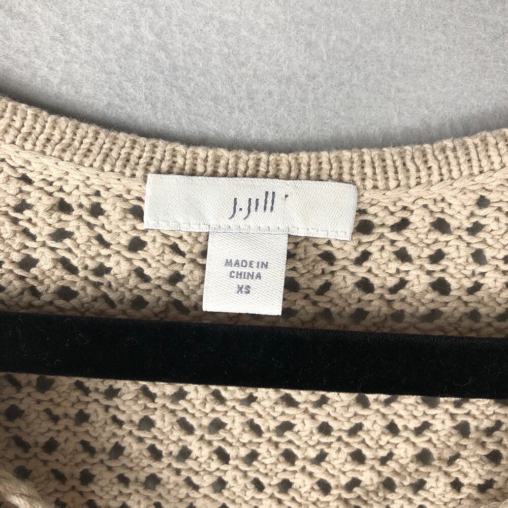 J. Jill Tie Front Sweater Loose Knit Cream Women's XS - Picture 4 of 8
